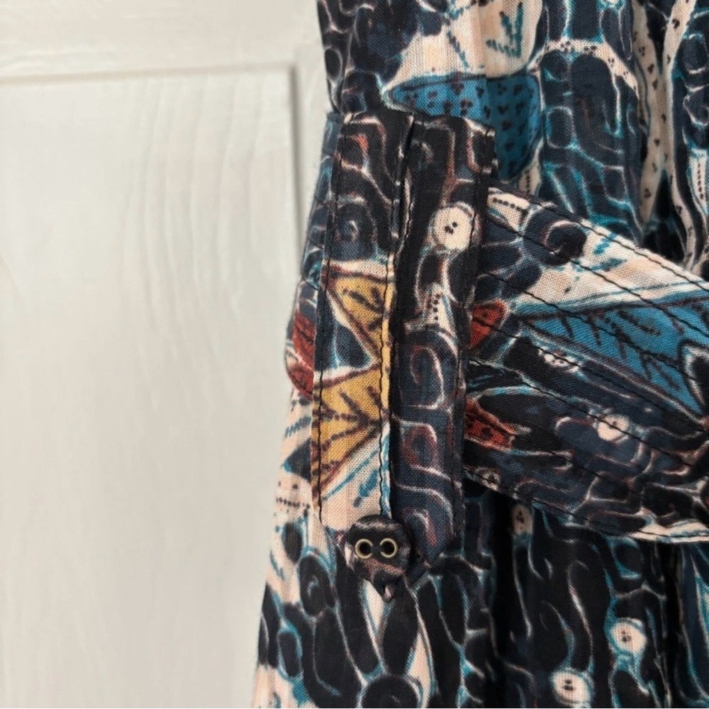 Ulla Johnson Mariam Midi Dress Floral Batik Jet Navy Blue‎ Halter Size 2 Flowy - Picture 9 of 16
